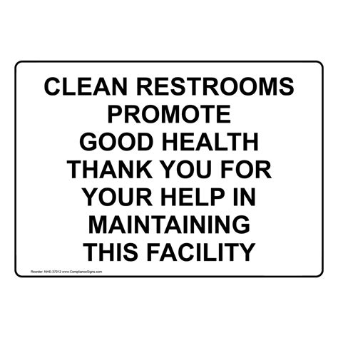 Housekeeping Sign Clean Restrooms Promote Good Health Thank You