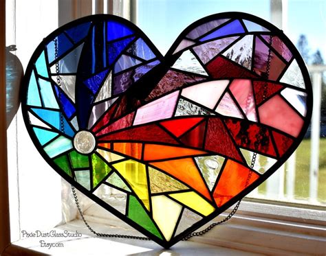 Stained Glass Heart Suncatcher Valentine Heart With Etsy Stained