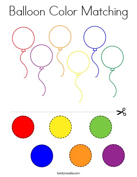 Balloon Color Matching Coloring Page Twisty Noodle In 2020