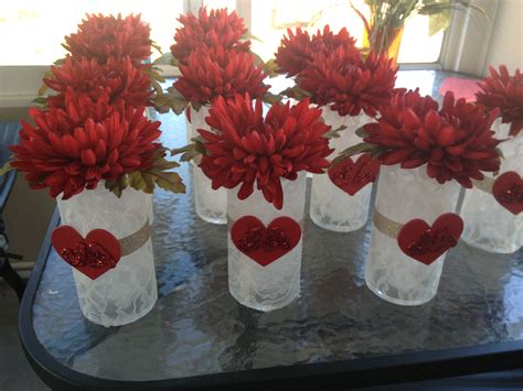 Red And Lace Center Pieces Diy Valentines Centerpieces Valentines