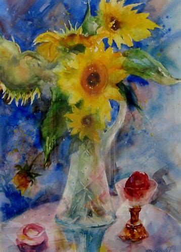 Daily Paintworks Sunflowers And Apple By Vita Churchill Daily