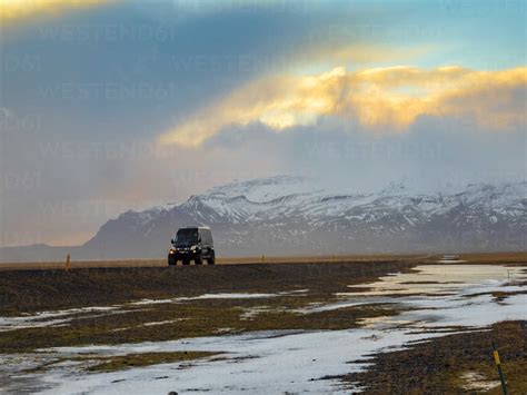 Iceland Off Road Vehicle On Country Road Stock Photo