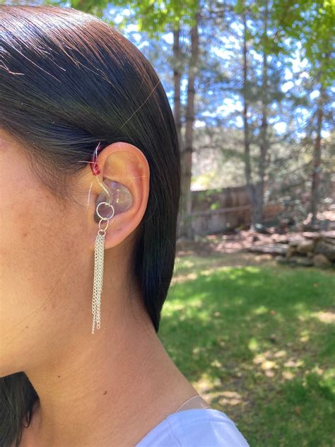 Chain Dangle Hearing Aid Earrings Etsy