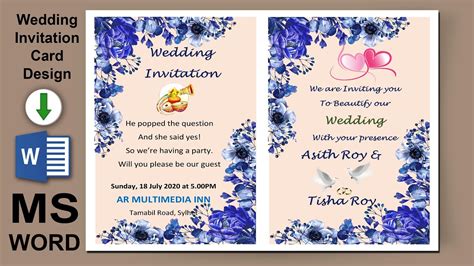 Indian Wedding Invitation Card Template Microsoft Word