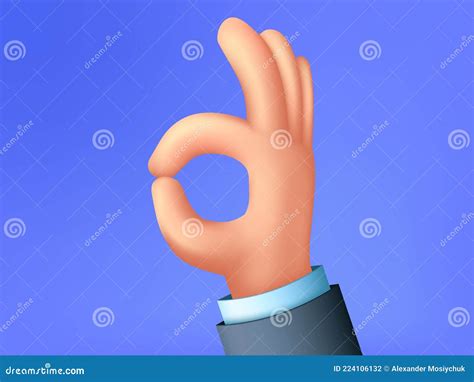 Ok Hand Sign Cartoon 3d Hand Shows Ok Symbol Stock Vector Illustration Of Sign Signal 224106132
