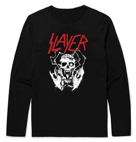 Slayer Logo Skull Longsleeve T Shirt Metal And Rock T Shirts And