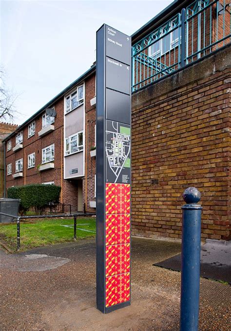 Outdoor Freestanding Pylon Sign At Stockwell Park Estate Uk By Hat