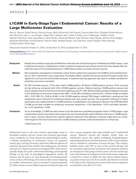 Zuvor waren sie von der verwaltung aufgefordert. (PDF) L1CAM in Early-Stage Type I Endometrial Cancer ...