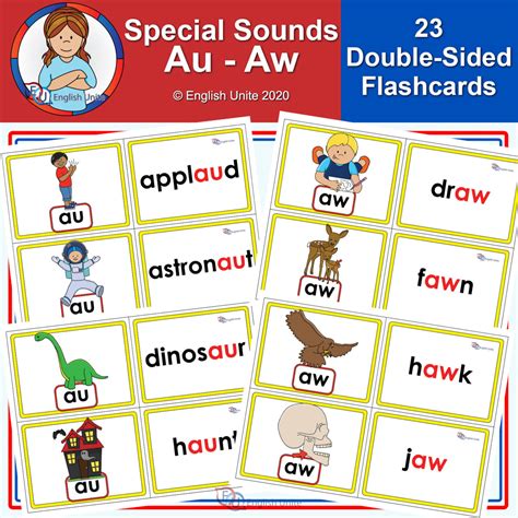 Flashcards Special Sounds Au And Aw English Unite