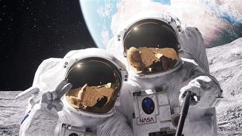 Wallpaper Astronauts Funny Space Selfie Free Wallpapers For Apple
