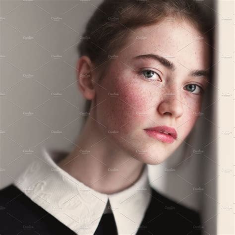 Portrait Of A Girl With Freckles Featuring Human Charming And Model