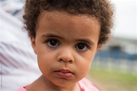 Close Up Portrait Of Black Two Year Old Girl By Stocksy Contributor