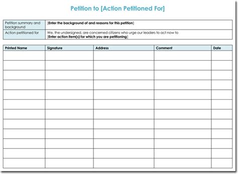 Petition Templates Microsoft Word Free Word Template