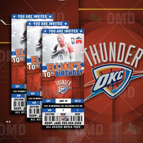 Oklahoma City Thunder Sports Ticket Style Party Invite Sports Invites