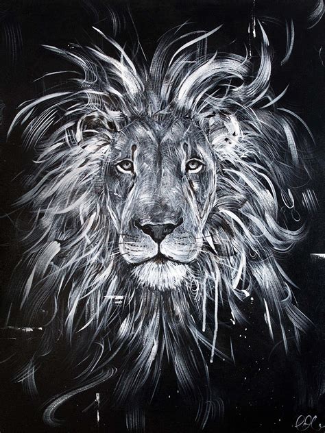 Lion Art Print Lion Painting Black And White Art Lion T Lion