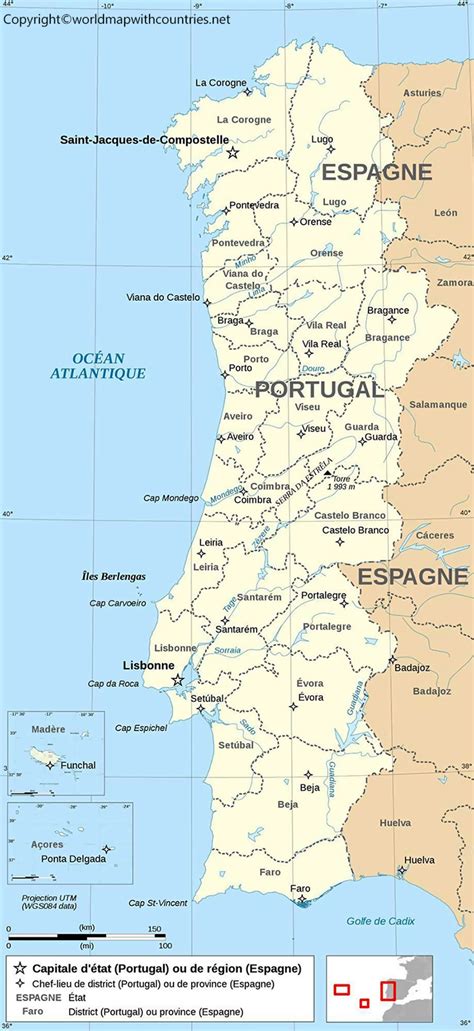 4 Free Printable Labeled And Blank Map Of Portugal With Cities In Pdf