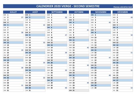 Calendriers à imprimer, calendrier photo, planning. Calendrier 1er et 2ème semestre 2020 à imprimer