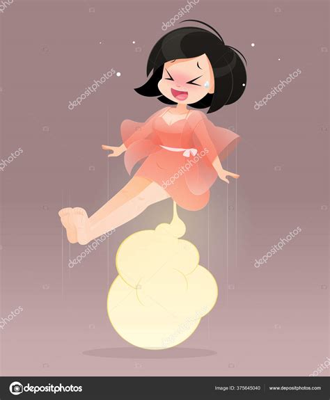Cute Woman Pink Nightgown Farting Blank Balloon Out Her Bottom Stock Vector Image By ©tharakorn
