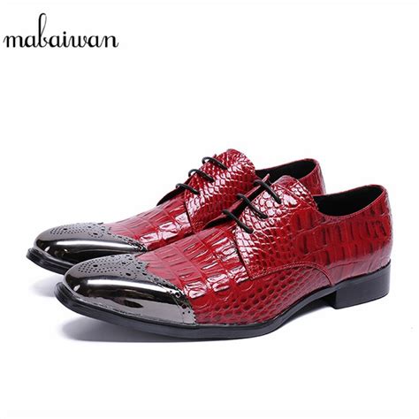 Mabaiwan Red Formal Men Dress Shoes Indian Wedding Leather Slippers Men