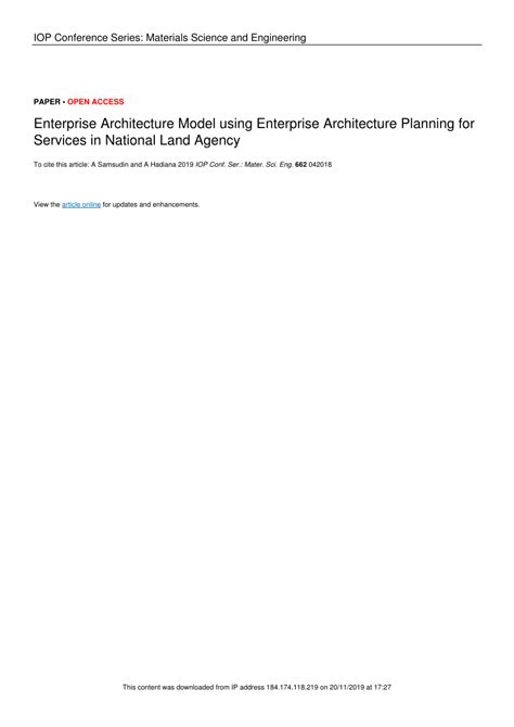 PDF Enterprise Architecture Model Using Enterprise Architecture