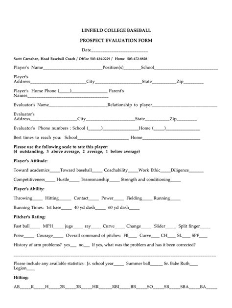 Fastpitch softball try out forms softball tryout form template basketball tryout evaluation form baseball tryout evaluation sheet volleyball top suggestions for softball player evaluation form. Baseball Player Evaluations - Fill Out and Sign Printable ...