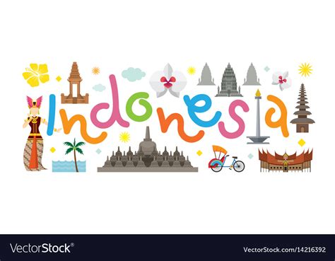 Indonesia Travel Attraction Royalty Free Vector Image