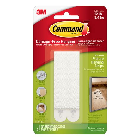 3m Command Picture Hanging Strips Narrow White