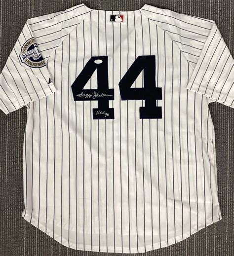 Reggie Jackson Signed Jersey Number 44 On The Back Of A