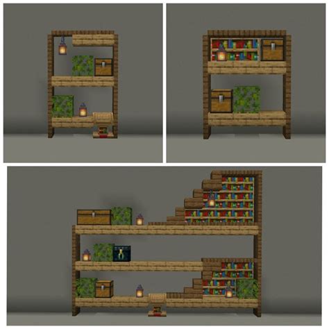 Shelves In Minecraft Minecraft Designs Minecraft Room Minecraft