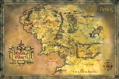 Hobbit Middle Earth Map Posters Merchandise Sanity