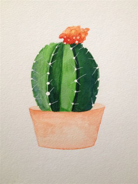 Cacti landscape watercolor painting tutorial. Cacti Succulent Watercolor Painting