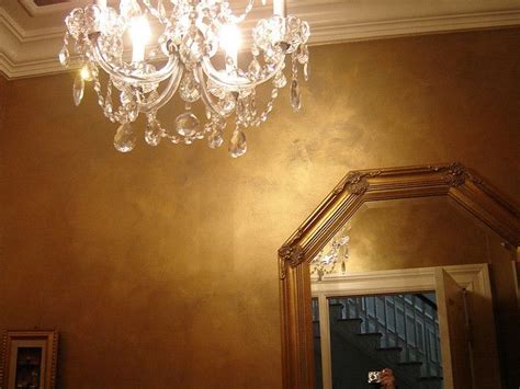 Dramatic Powder Room Gold Painted Walls Metallic Gold Paint Room