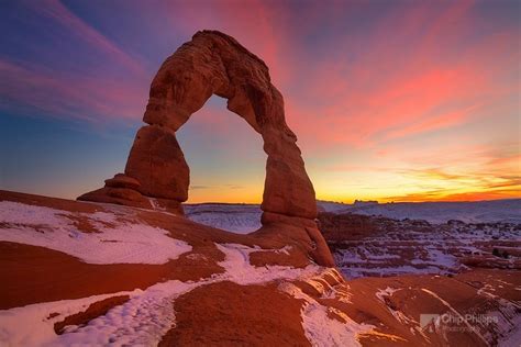 Arch Sunset Delicate Arch In Arches National Park Utah At Sunset