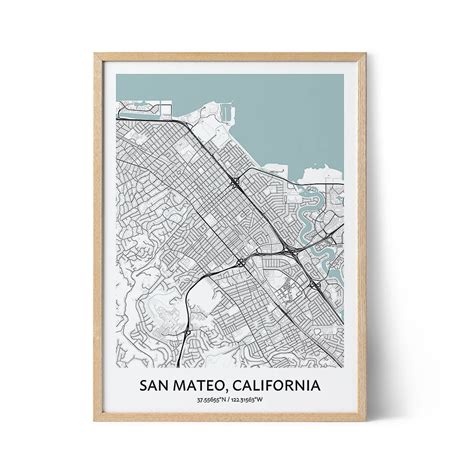San Mateo Map Poster Your City Map Art Positive Prints