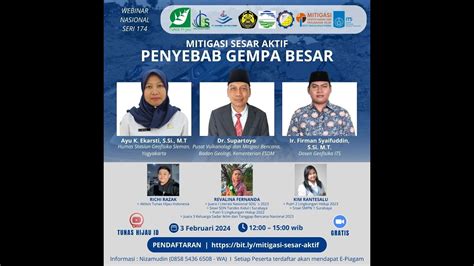 Webinar Nasional Mitigasi Sesar Aktif Penyebab Gempa Besar Youtube