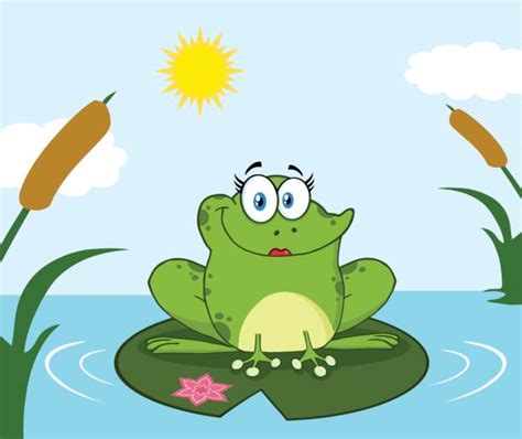 Royalty Free Frogs Jumping On Lily Pads Clip Art Vector Images