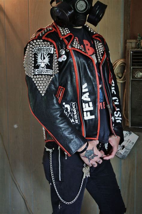 punk leather jacket punk jackets battle jacket rock outfits
