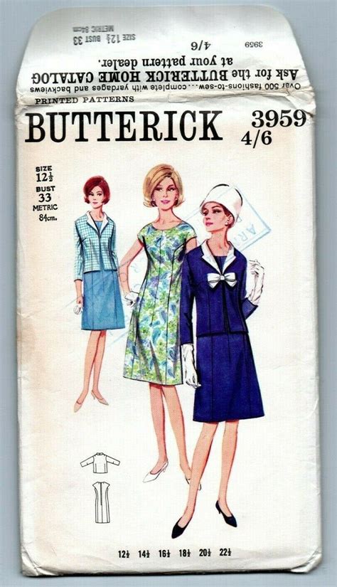 Vintage 1960s Butterick Sewing Pattern 3959 Bust Etsy Uk Butterick
