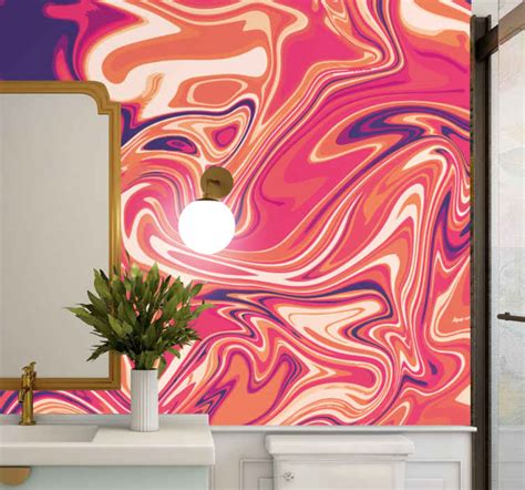 Warm Colored Marble Effect Painting Abstract Mural Tenstickers