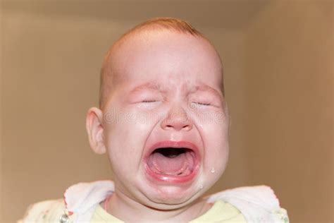 Portrait Of A Crying Baby The Baby Cries Stock Image Image Of Small
