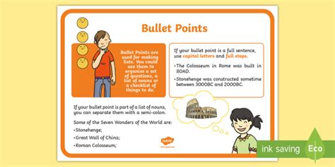 👉 Bullet Points Punctuation A4 Display Poster Bullet Points Punctuation