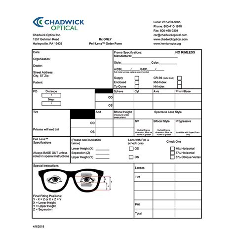 Peli Lens Order Form English Version Tn Chadwick Optical Inc