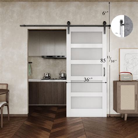 Buy Barner Home 36in X 84in Sliding Barn Door Mdf Primed 5 Glass