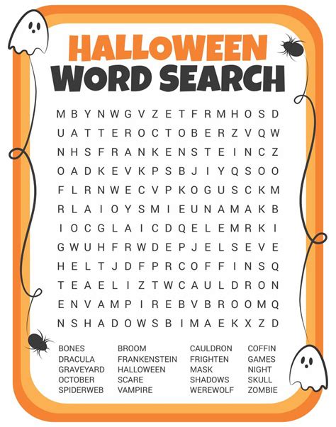 10 Best Easy Halloween Word Search Printable
