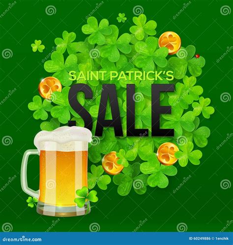 Saint Patricks Day Sale Banner With Clovers Stock Vector Illustration
