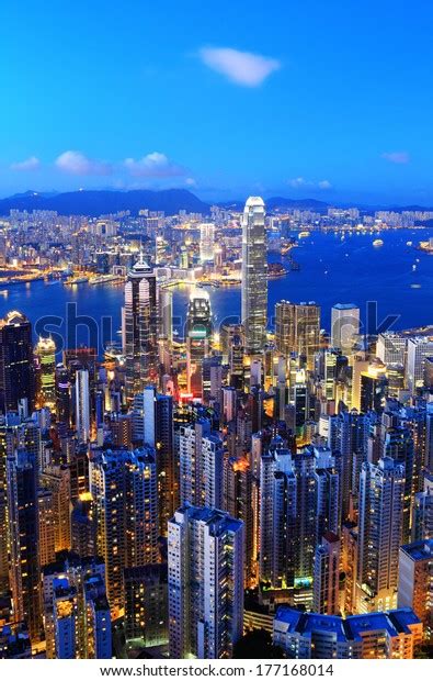 Hong Kong Skyline Night Stock Photo Edit Now 177168014