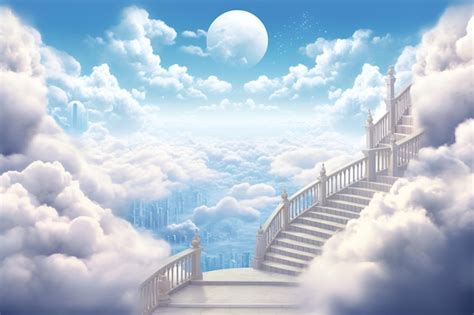 Premium Ai Image Cloud Stairway To Heaven Stairs In Sky Concept Religion