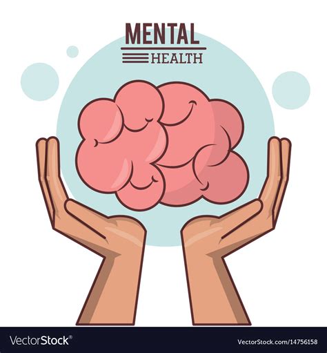Mental Health Hand With Human Brain Design Vector Image