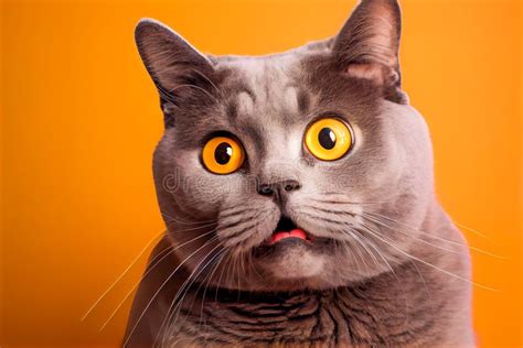 Surprised Cat With Big Eyes And Open Mouth Generative Ai Stock Photo