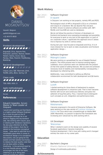 This software engineer cv example is a shining illustration of what. Software Engineer | Study motivation | Resume software ...